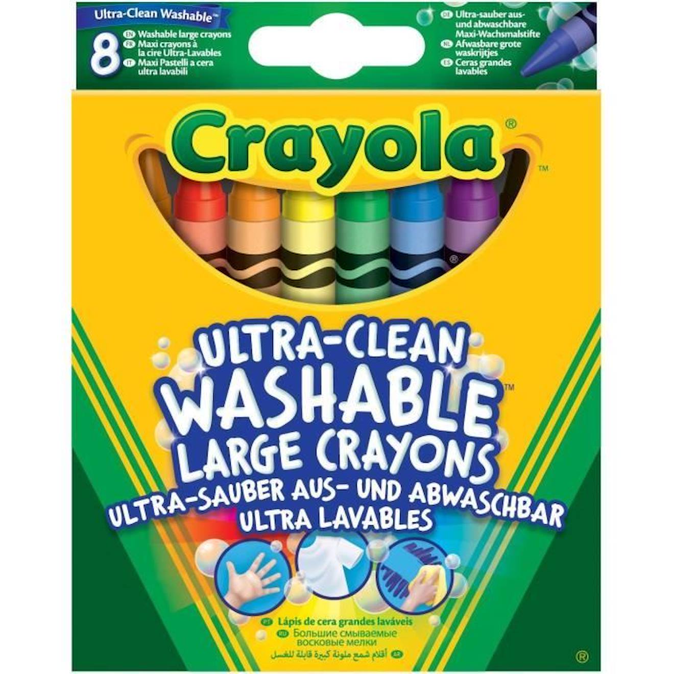Crayola - 8 Gros Crayons À La Cire Ultra Lavables - Coloriage Bleu