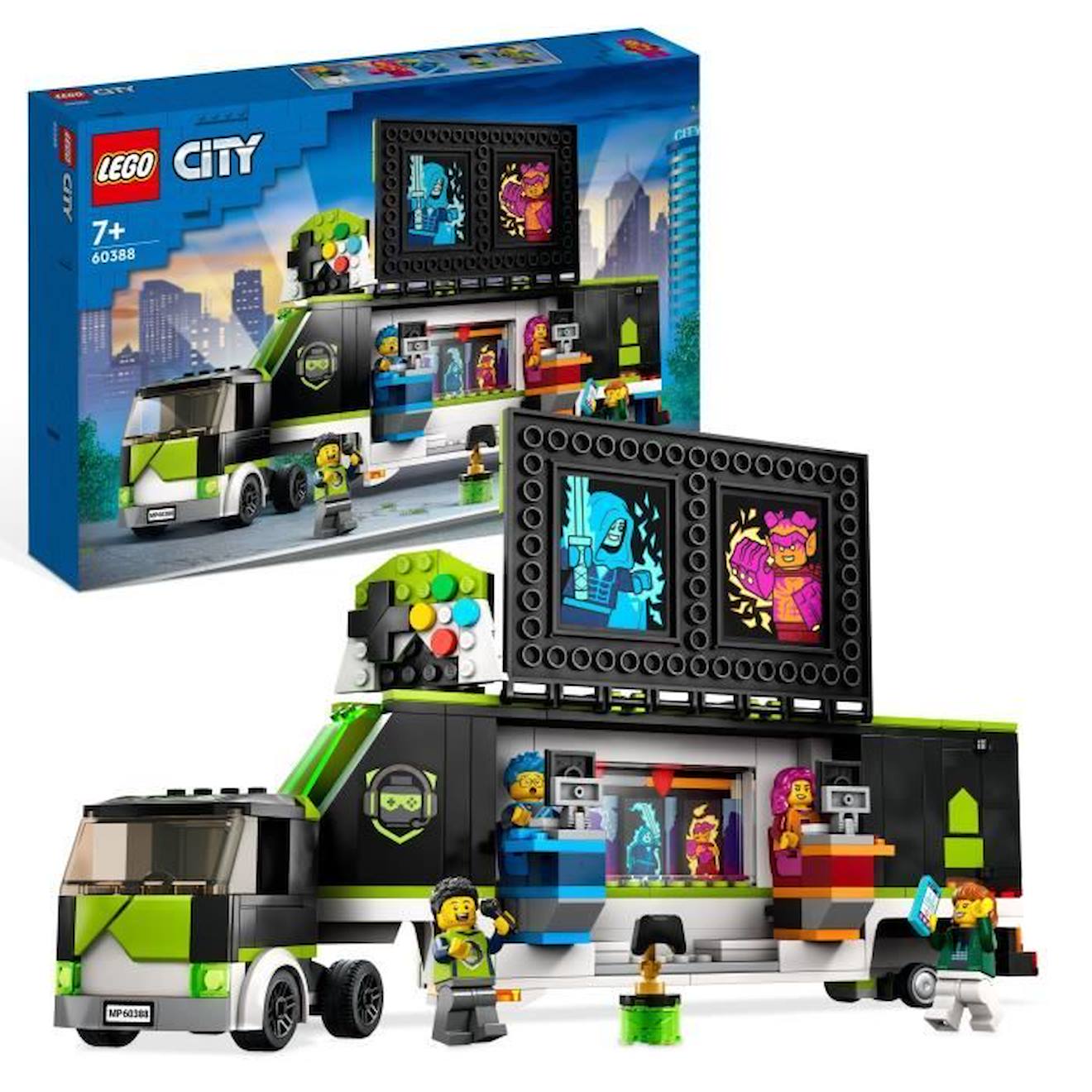 Lego® City 60388 Le Camion De Tournois De Jeux Vidéo, Jouet Enfants 7 Ans, Compétition Esport Noir