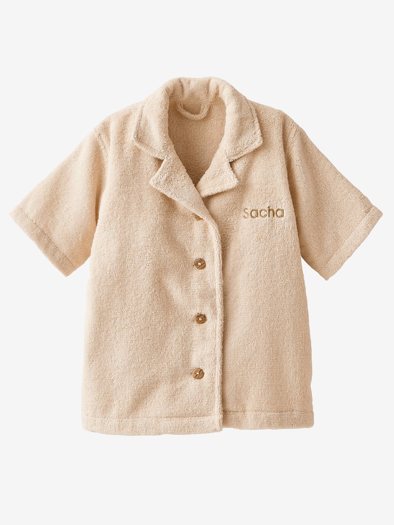 Peignoir Oversize bébé uni avec coton recyclé, personnalisable beige