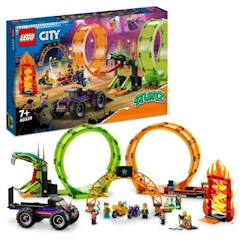 -LEGO 60339 City Stuntz L’Arène de Cascade avec Double Looping, Monster Truck Jouet, avec Moto, Figurine Cascadeur, Enfants Dès 7