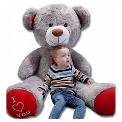 Nounours en peluche - VELINDA - Teddy Bear 75+85 gris-rouge - Mixte - Intérieur  - vertbaudet enfant