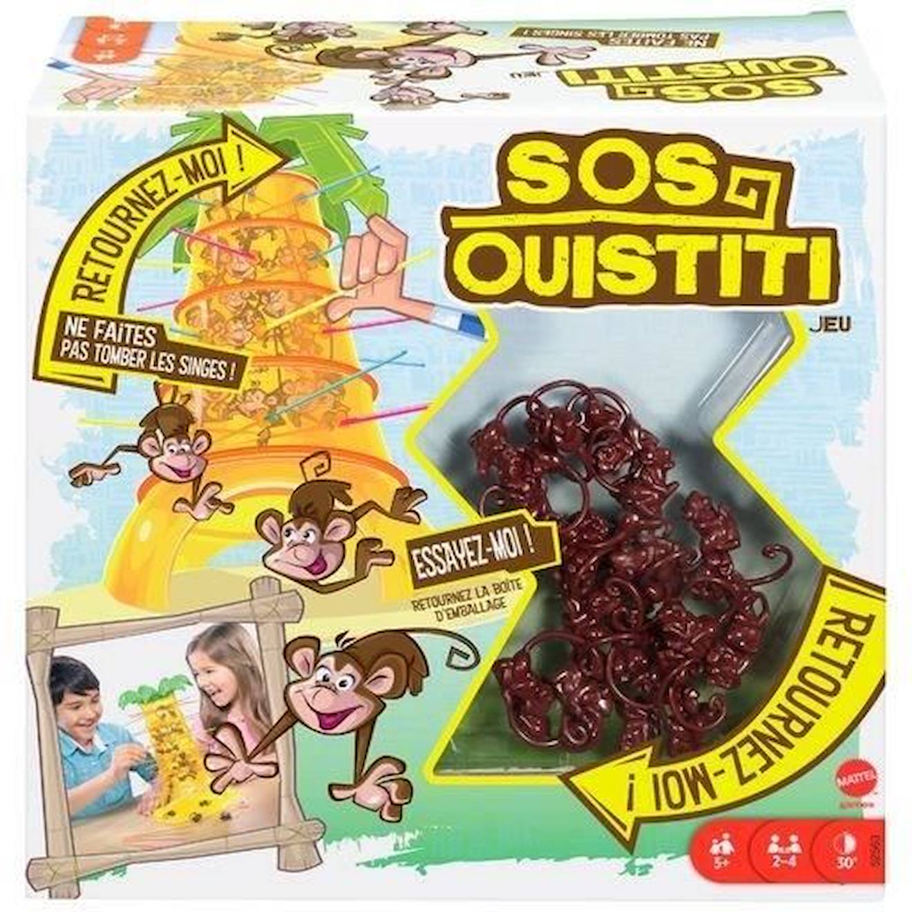 Mattel Games - Sos Ouistiti - Jeu De Société Familles - 5 Ans Et + Jaune