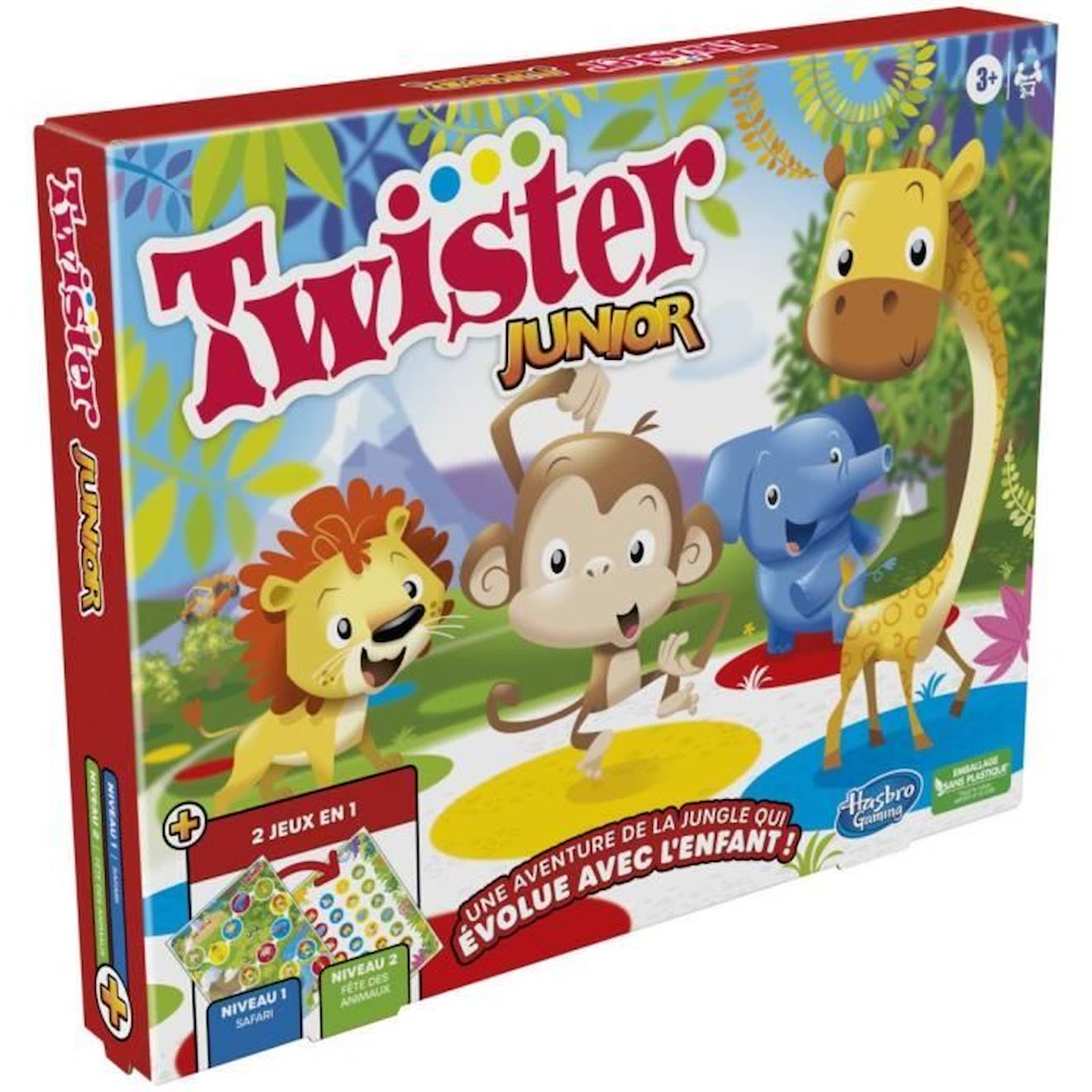 Twister Junior - Tapis Réversible 2-en-1 Évolutif - Jeu De Société Junior - Hasbro Gaming Blanc