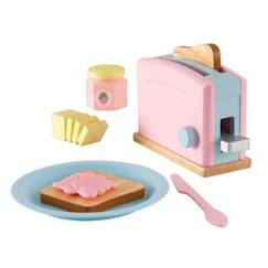 Jouet-Jeux d'imitation-KidKraft - 8 Accessoires pour petit déjeuner en bois pour cuisine enfant dont un mixeur, un rouleau et 2 cookies inclus - Pastel