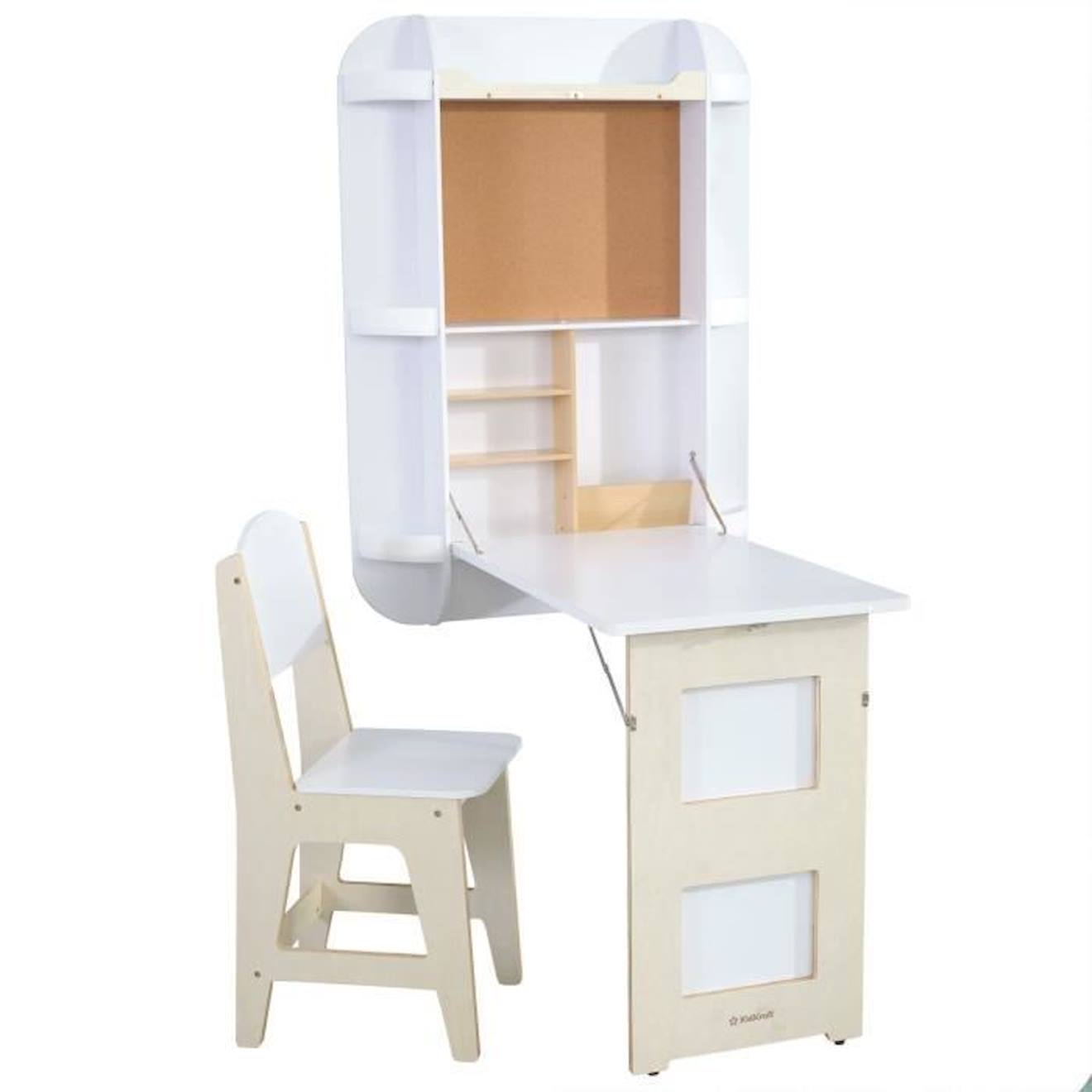 Kidkraft - Bureau pliable en bois pour enfant avec chaise inclus Arches  Floating - Blanc blanc - Kidkraft