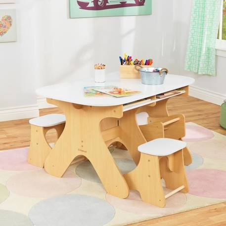 KidKraft - Ensemble Arches table et chaises pliables en bois, pour enfant  - Blanc BLANC 3 - vertbaudet enfant 
