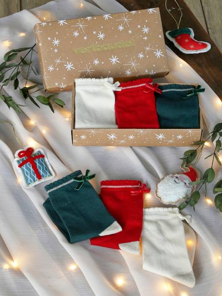 Fille-Sous-vêtement-Chaussettes-Coffret de Noël Girly Socks lot de 3 paires de chaussettes à noeud fille