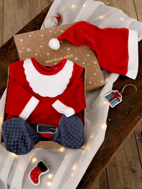 Pyjama père Noël bébé en velours rouge 8 - vertbaudet enfant 