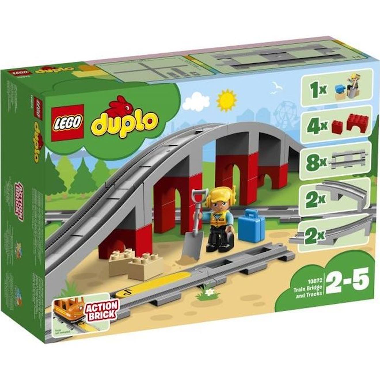 Lego® 10872 Duplo Town Les Rails Et Le Pont Du Train, Jouet Pour Enfants 2-5 Ans, Jeu De Constructio