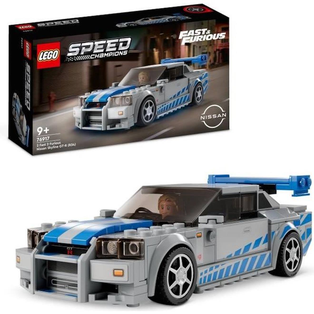 Lego Speed Champions 76917 Nissan Skyline Gt-r (r34) 2 Fast 2 Furious, Maquette De Voiture Blanc