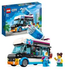 Jouet-LEGO® City 60384 Le Camion à Granités du Pingouin, Jouet Camion Enfants 5 Ans, avec Figurines