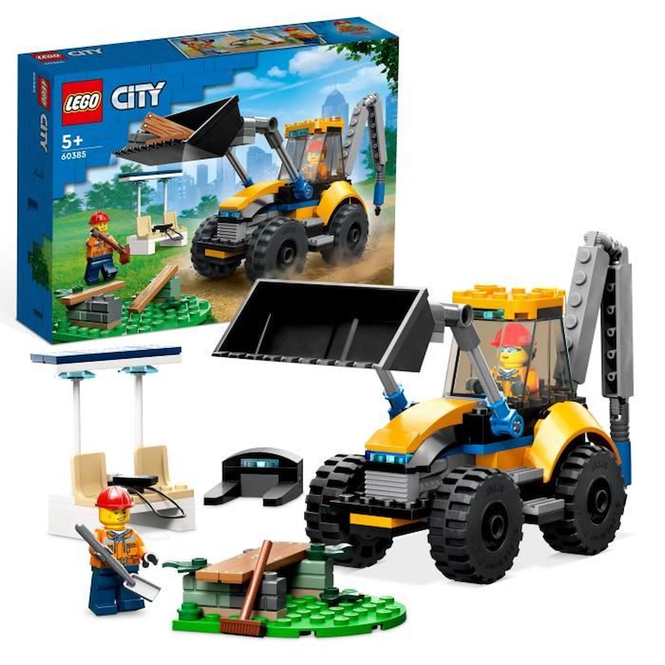 LEGO® City 60385 La Pelleteuse de Chantier, Jouet Engin de