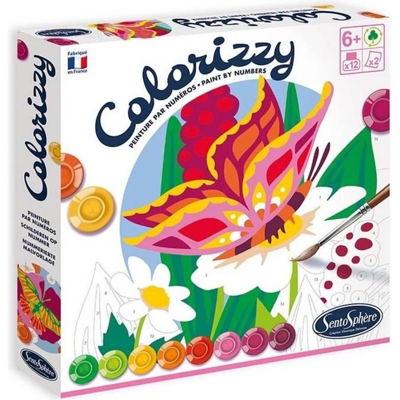 Peinture Colorizzy - Sentosphère - Les Papillons - Kit Enfant - Eco-conçu Rose