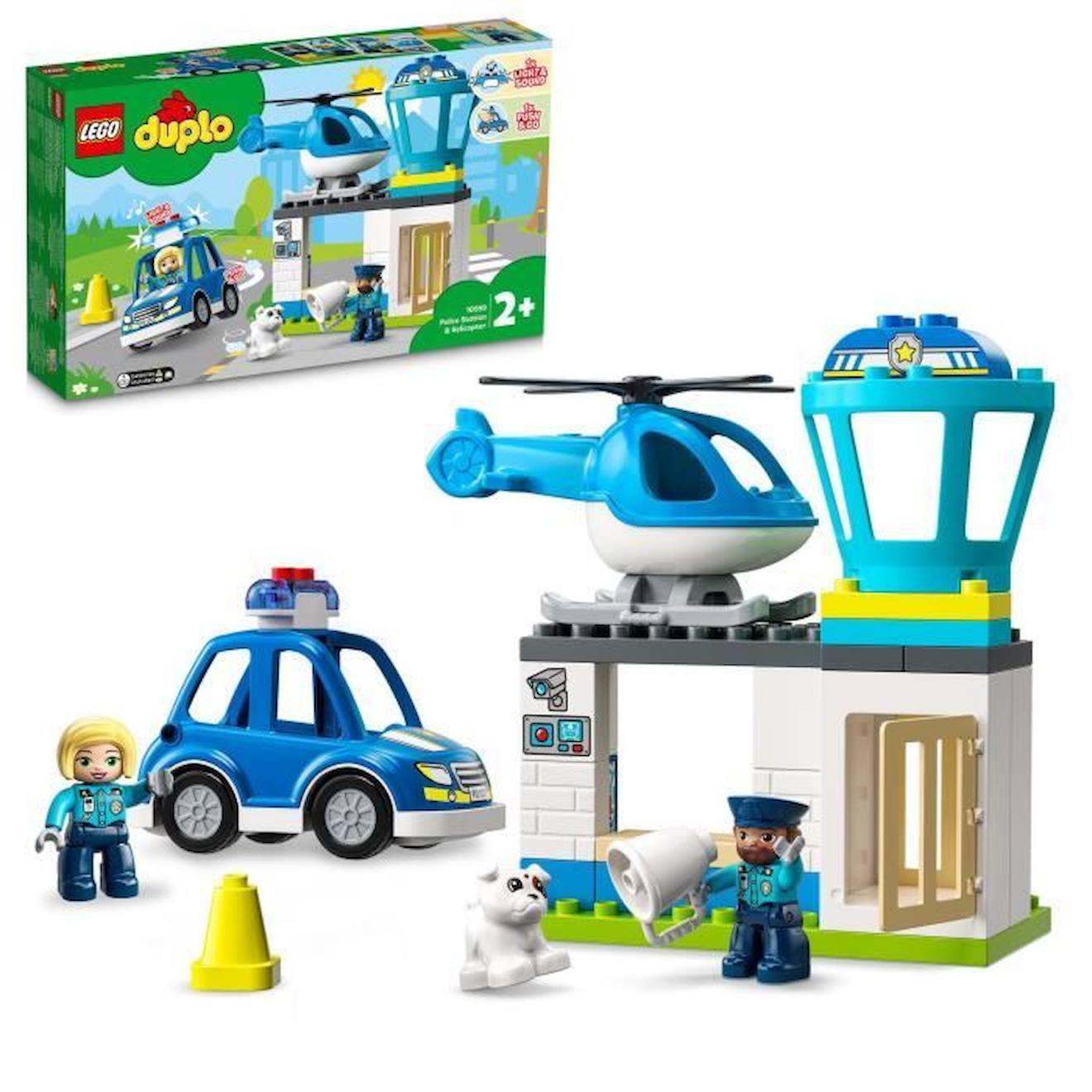 Lego® 10959 Duplo Le Commissariat Et L’hélicoptère De La Police, Voiture Avec Gyrophare Et Sirène, J