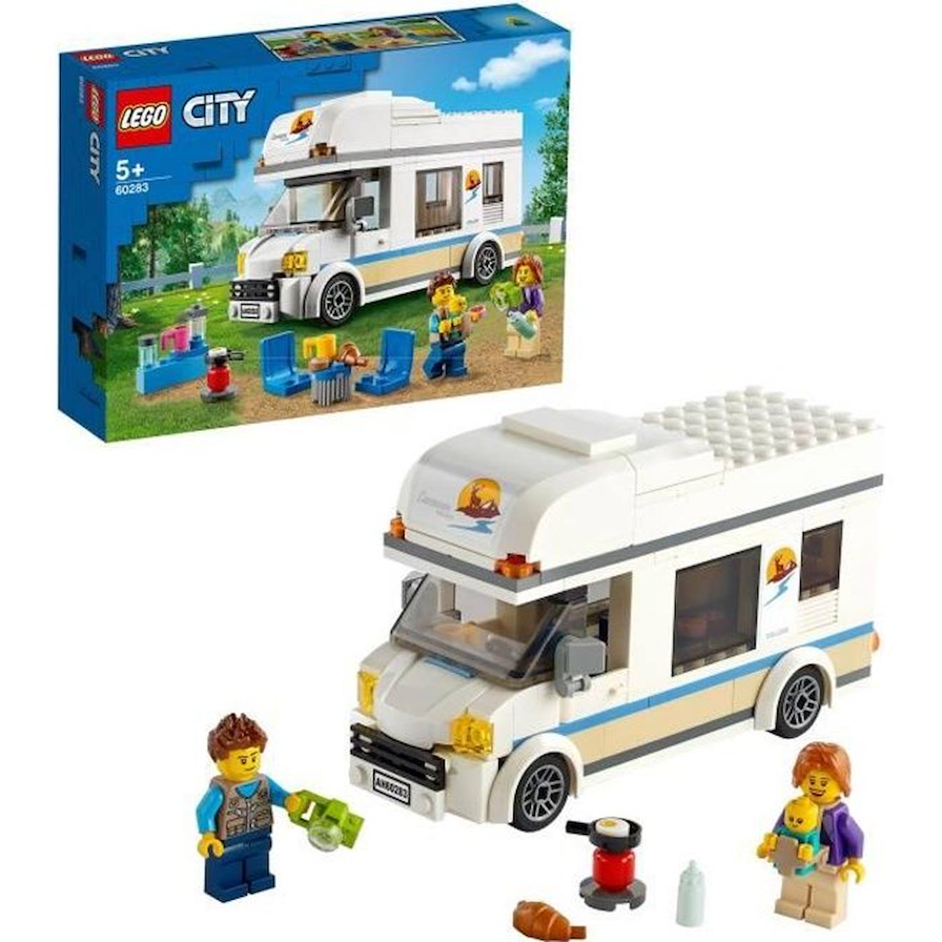 Lego® City 60283 Le Camping-car De Vacances, Jouet Pour Enfants 5 Ans, Forêt Lego, Véhicule, Camping