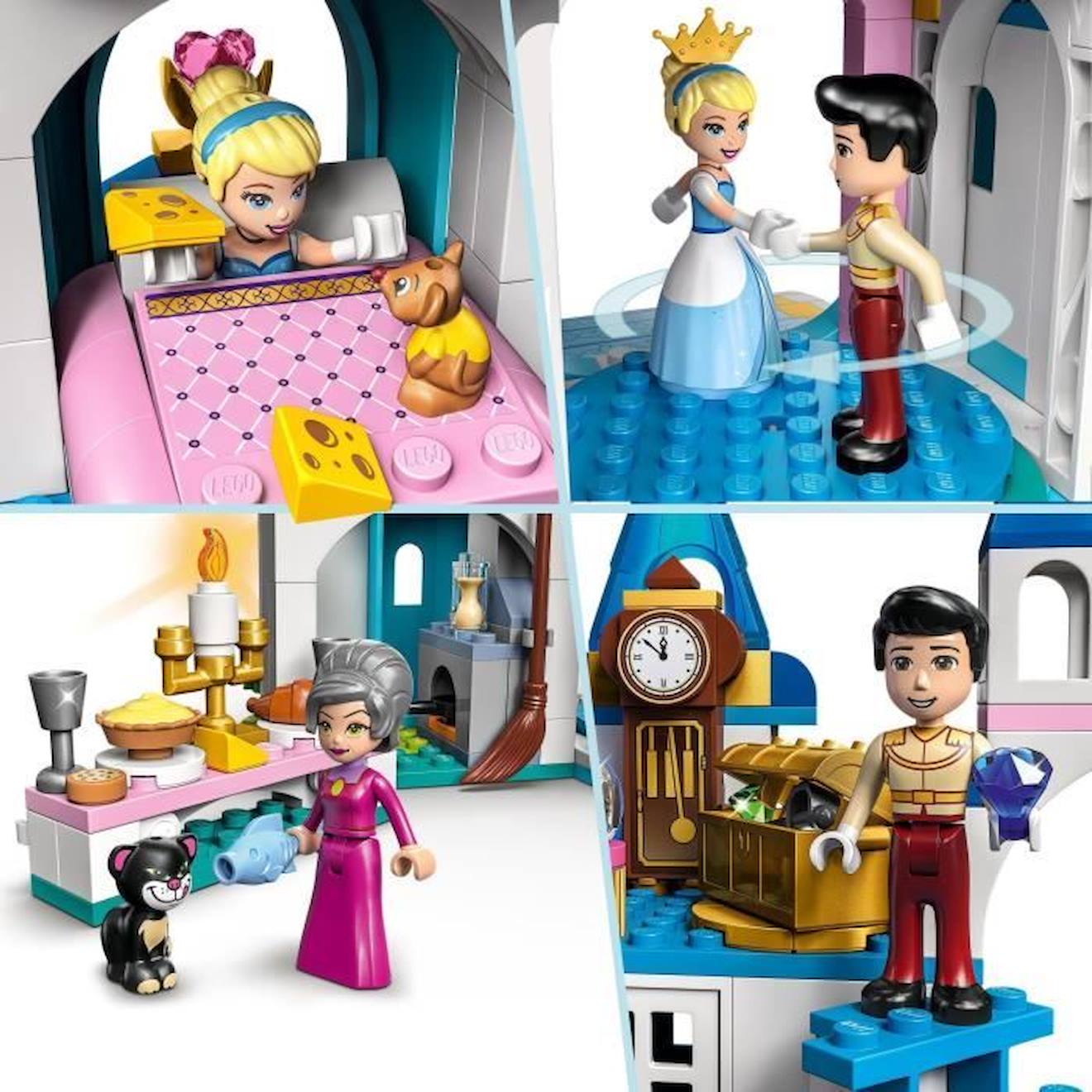 LEGO Disney Princess - Le Château de Cendrillon et du Prince Charmant -  Jouet dès 5 Ans - 365 Pièces blanc - Lego
