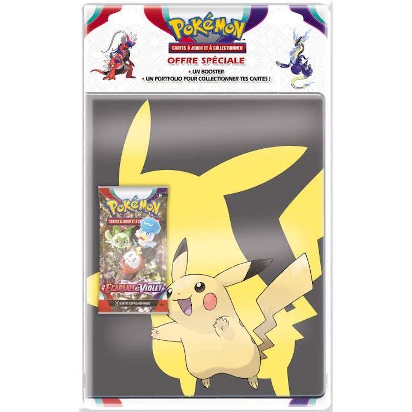 Cartes Pokémon - Pack Portfolio 180 + Booster Ev01 - Asmodee - Jaune Et Gris - Pour Enfant À Partir 