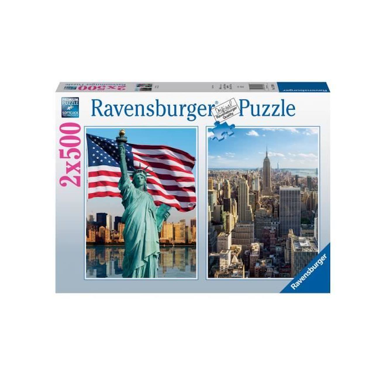 Puzzle 2x500 Pièces - New-york - Ravensburger - Architecture Et Monument - Dès 10 Ans Gris