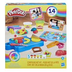 Jouet-Activités artistiques et musicales-Loisirs créatifs-Gommettes, collage et modelage-PLAY-DOH Kit du petit chef cuisinier, pâte à modeler, 14 accessoires de cuisine, jouets préscolaires