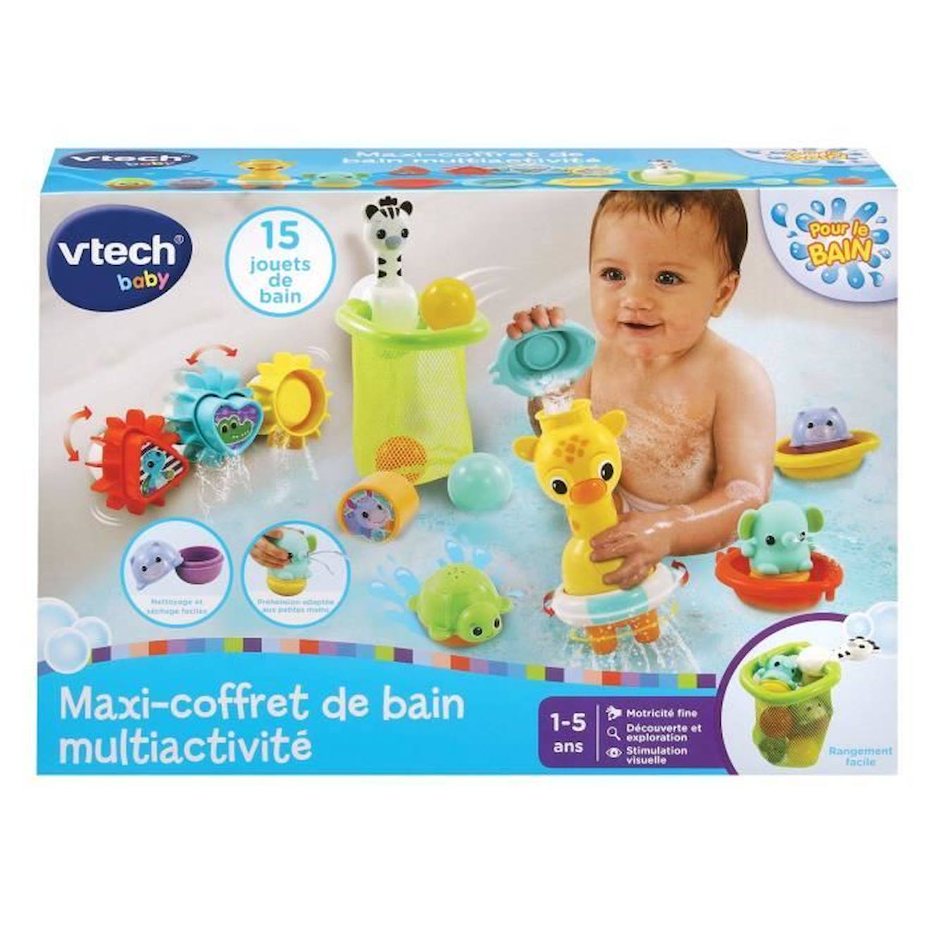 Jouet de bain pour bébé, jouet de bain 5 en 1 jouet mural de