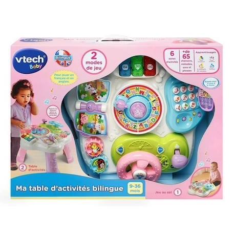 Table d'activités bilingue VTECH - Rose - Pour bébés de 9 à 36 mois ROSE 6 - vertbaudet enfant 