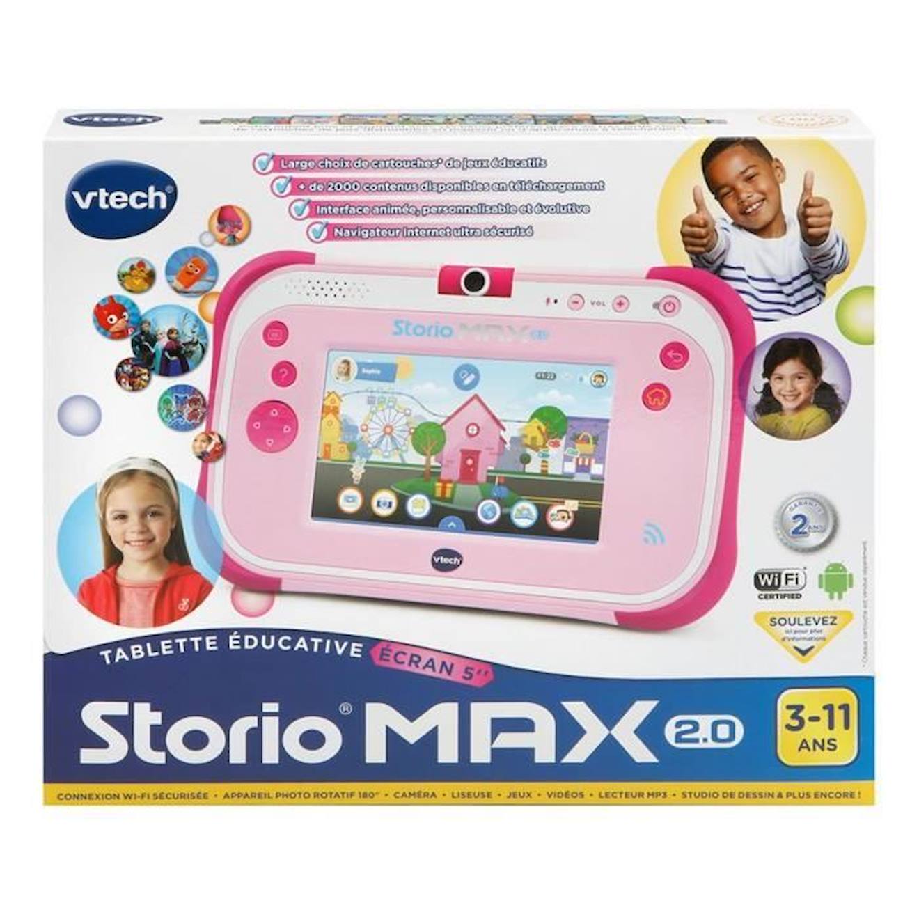 Tablette éducative enfant VTech Storio Max 2 2.0 Rose + boite + cartouche  jeux