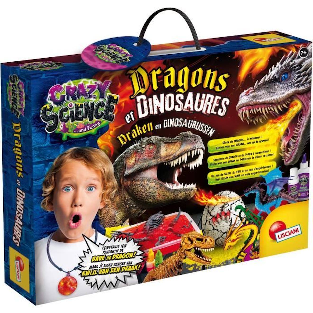 Crazy Science - Loisirs Créatifs - Dragons Et Dinosaures À Construire - Lisciani Blanc
