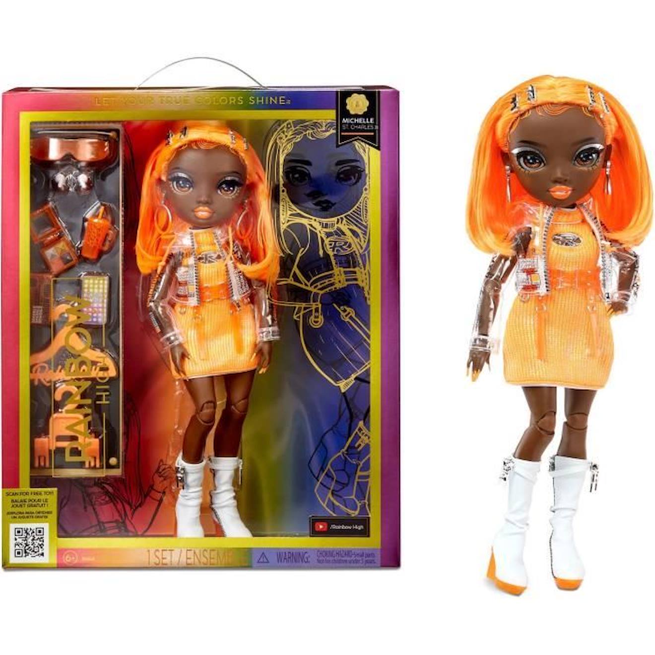 Rainbow High S23 Fashion Doll - Poupée 27 cm Michelle St Charles (Orange  Fluo) - 1 tenue, 1 paire de chaussures et des accessoires orange - Rainbow  high