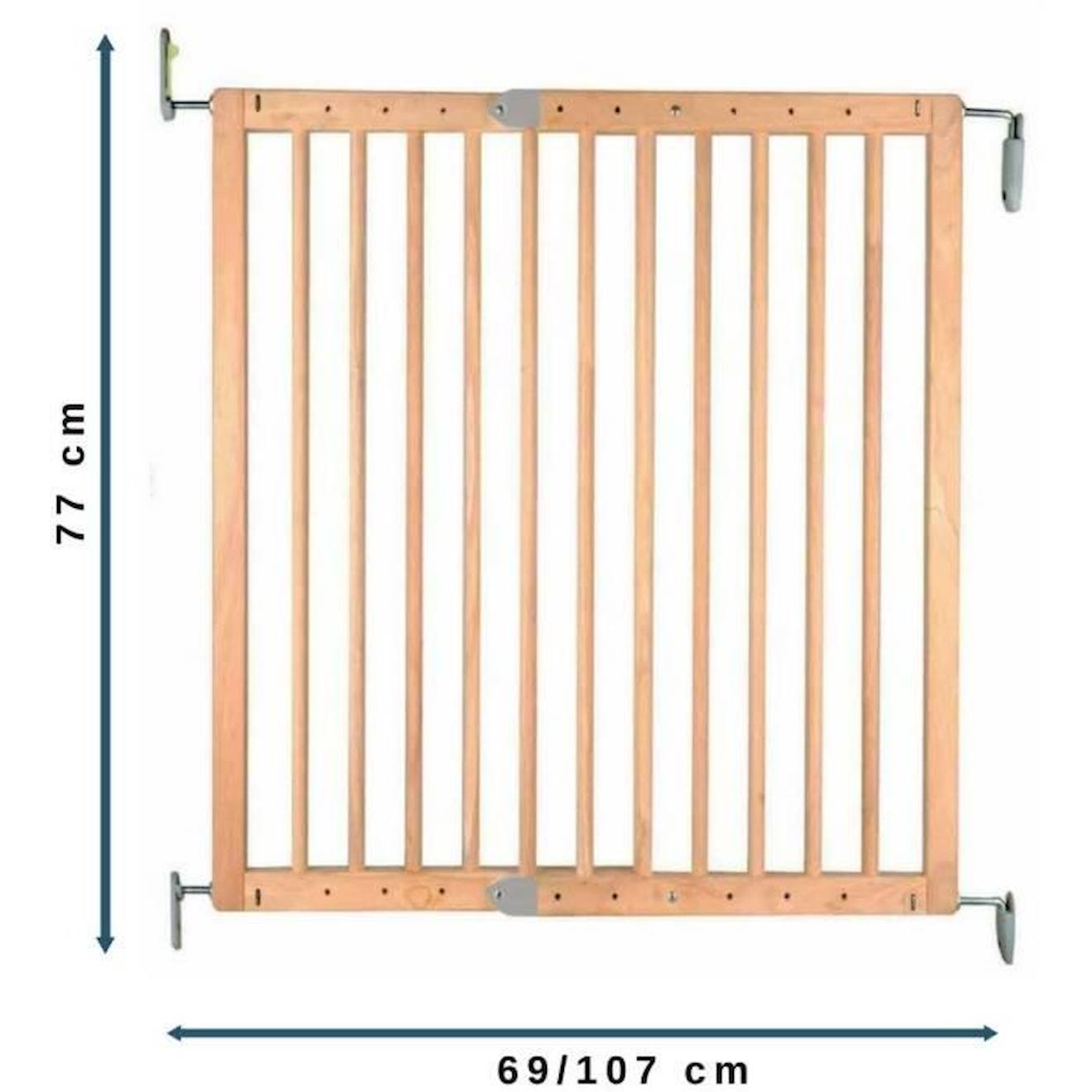 NORDLINGER PRO Barrière de sécurité Enfant PRUNE- 69 à 107 cm - Bois -  Pivotante - Ouverture facile marron 