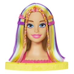 -Tête à Coiffer Barbie Ultra Chevelure blonde mèches arc-en-ciel - Poupée Mannequin