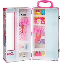 -Mallette Armoire Barbie - Klein - Pour Vêtements et Accessoires de Poupées - Rose et Multicolore