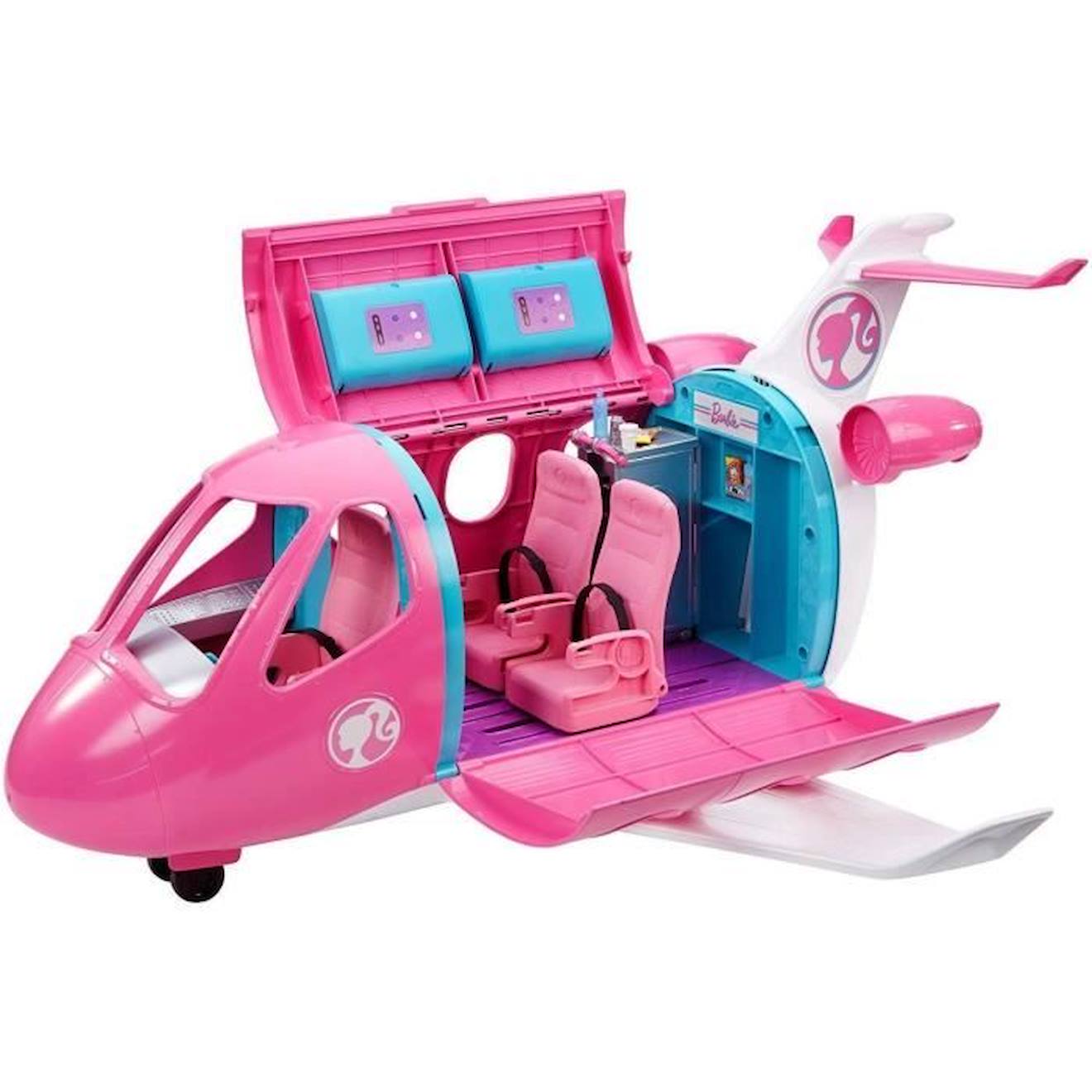 Barbie - L'avion De Rêve Avec Mobilier Et Rangement - Plus De 15 Accessoires - 58cm - Dès 3 Ans Rose