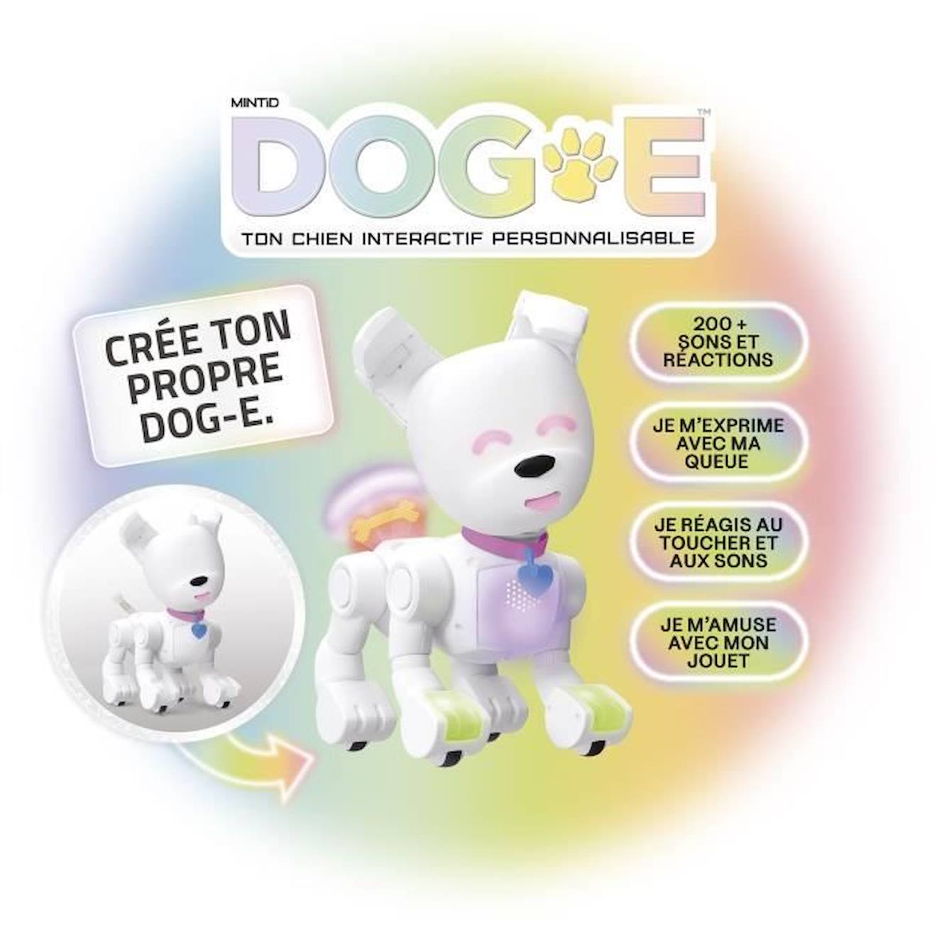 Robot chien interactif - LANSAY - DOG-E - Blanc - Pour enfant à partir de 6  ans - Batterie blanc - Lansay