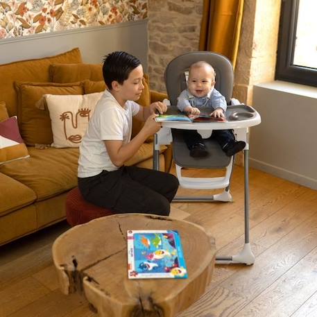 Chaise haute NANIA BIANCA - 6 mois à 36 mois - Dossier inclinable - Hauteur réglable  - Pliage compacte - Gris GRIS 6 - vertbaudet enfant 