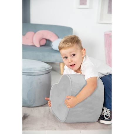 ROBA Pouf Enfant 'Lil Sofa' Confortable en Velours - Forme Coeur - Gris GRIS 2 - vertbaudet enfant 