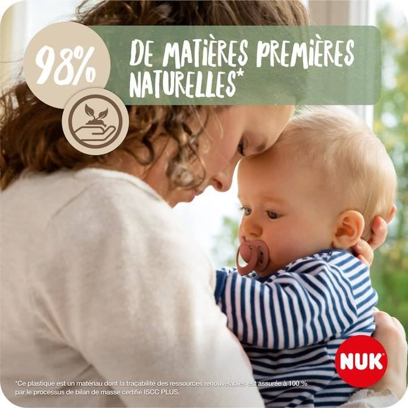 Nuk For Nature Sucette en caoutchouc naturel 18 - 36 mois - Tétine  physiologique
