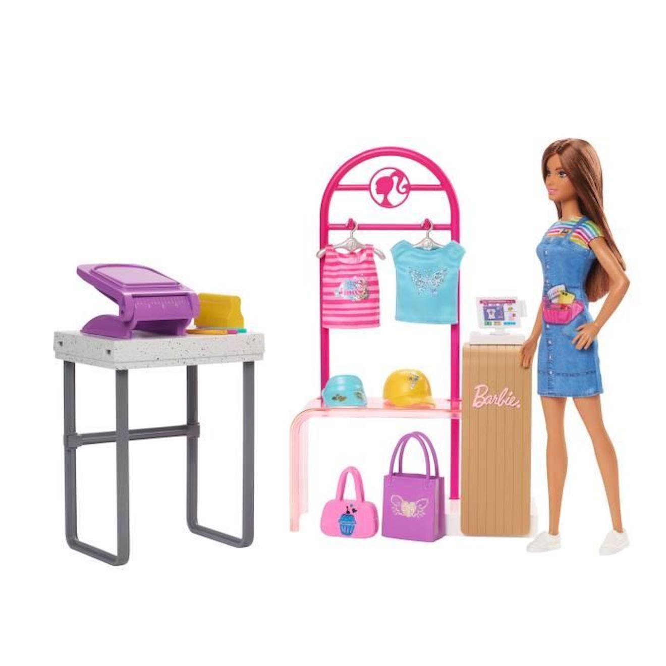 Barbie - Coffret Barbie Boutique Création - Poupée Mannequin - 5 Ans Et + - Barbie - Hkt78 - Poupee 