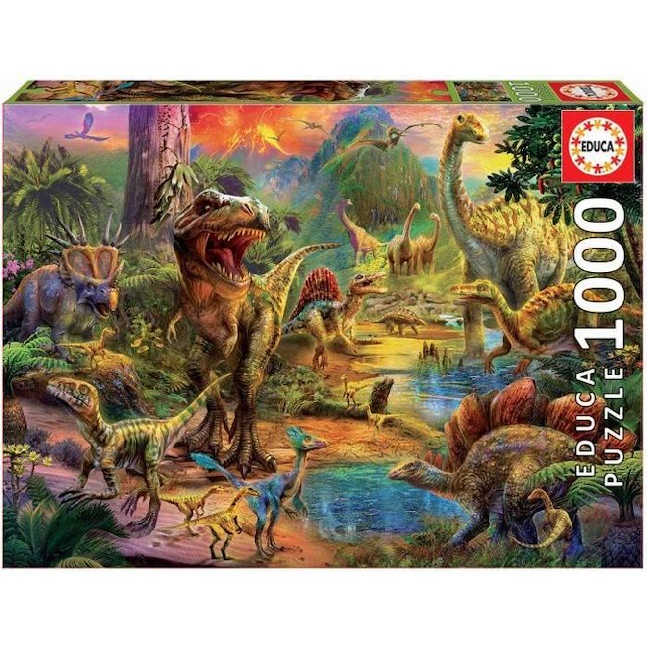Puzzle 1000 Pièces - Terre De Dinosaures - Educa - Animaux - Espagne - Orange Orange