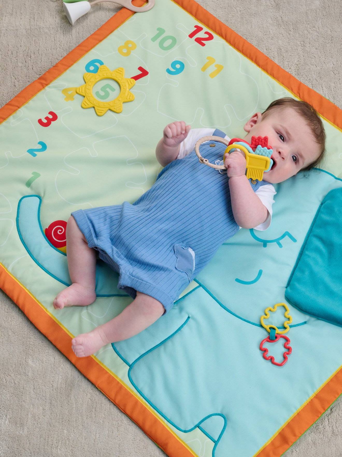 Tapis photo bébé personnalisable en gaze de coton EN VOITURE SIMON ! -  bleu, Linge de maison et décoration