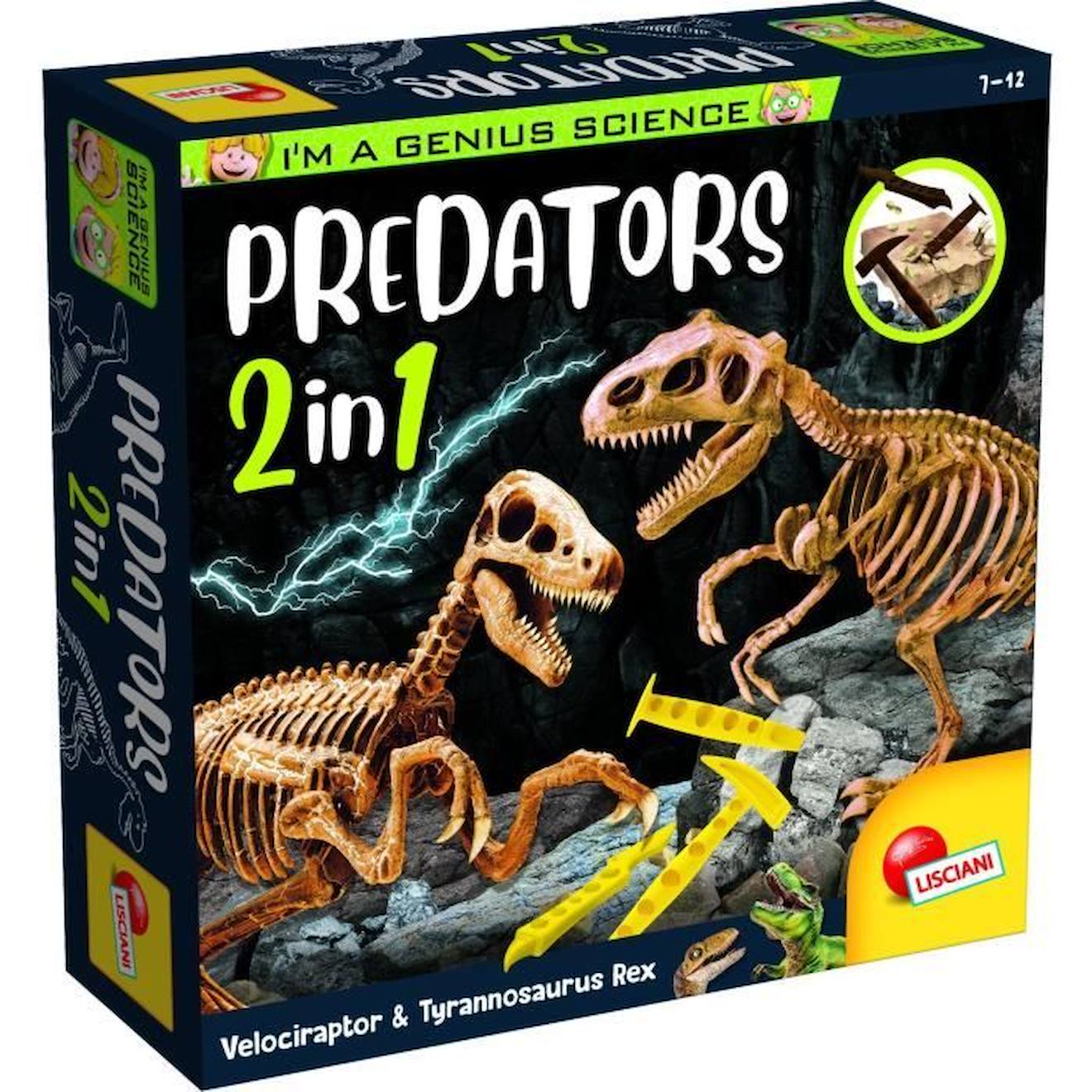 Génius Science - jeu scientifique - Predators 2 en 1 - à creuser et à  construire - LISCIANI noir - Lisciani Giochi