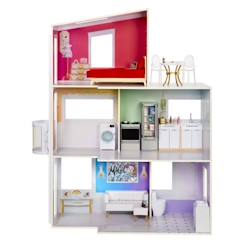 Rainbow High Townhouse - Maison en bois 3 étages et 6 pièces - Ascenseur fontionnel et meubles mobiles  - vertbaudet enfant