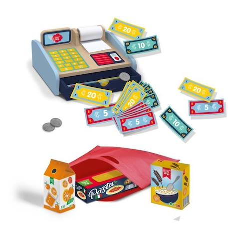 Kit de jeu de caisse enregistreuse SES CREATIVE - Matière : bois, carton et plastique - Dès 3 ans BLEU 2 - vertbaudet enfant 