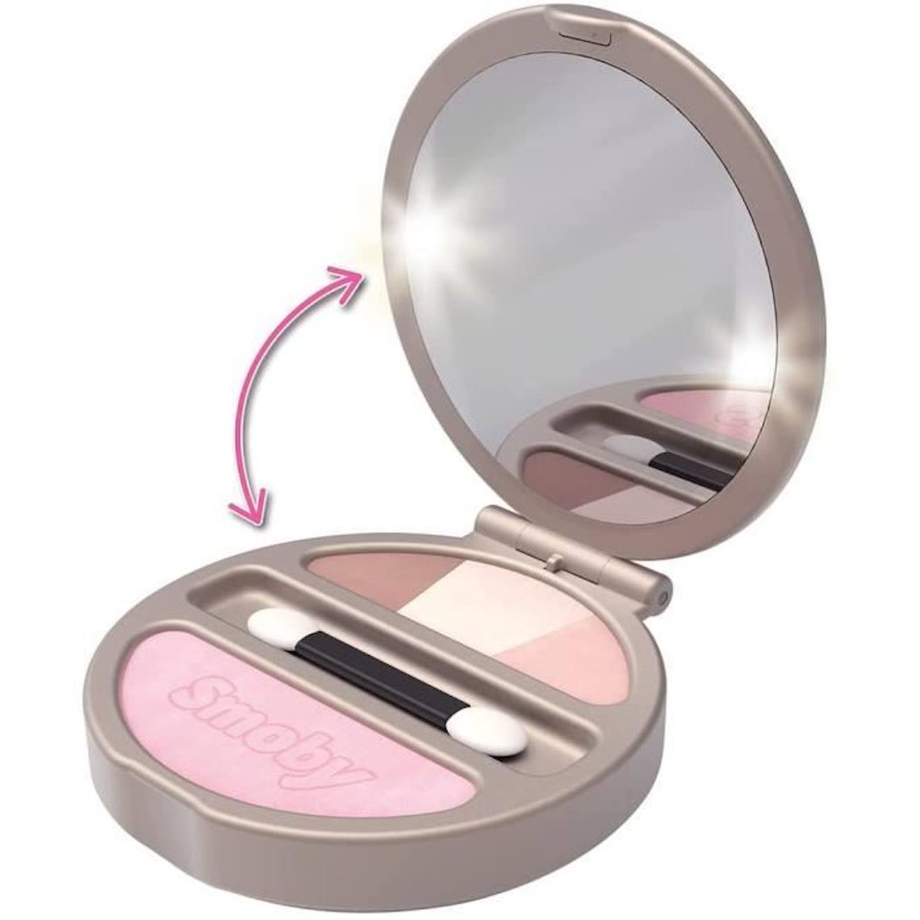 Smoby - My Beauty Powder Compact - Poudrier Factice Lumineux - Miroir - 320151 Gris
