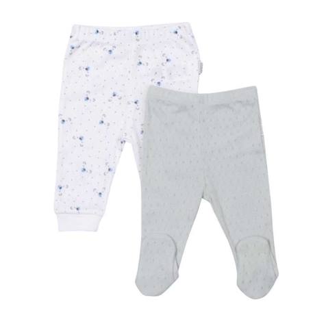 Bébé-Set de 2 pantalons bébé en coton bio, LÉON Gris / Blanc