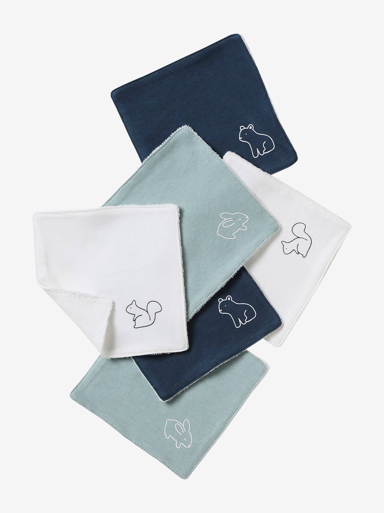 Lot de 6 lingettes lavables bleu grisé