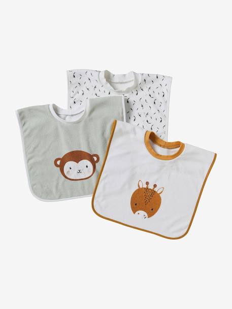Vertbaudet - Lot de 3 bavoirs animaux à enfiler écru