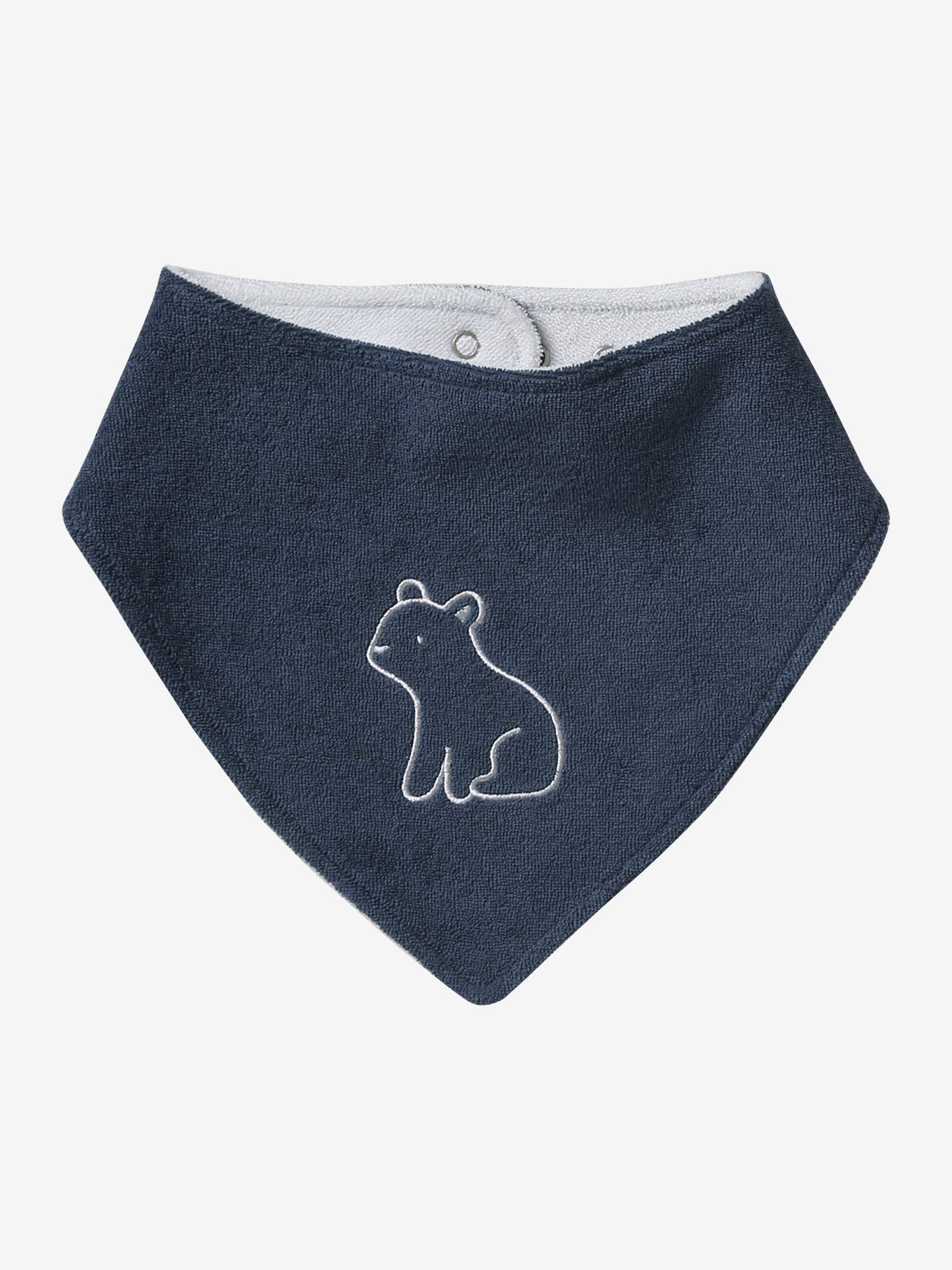 Lot de 3 bavoirs bandanas en éponge bleu grisé (Vertbaudet) - Image 2