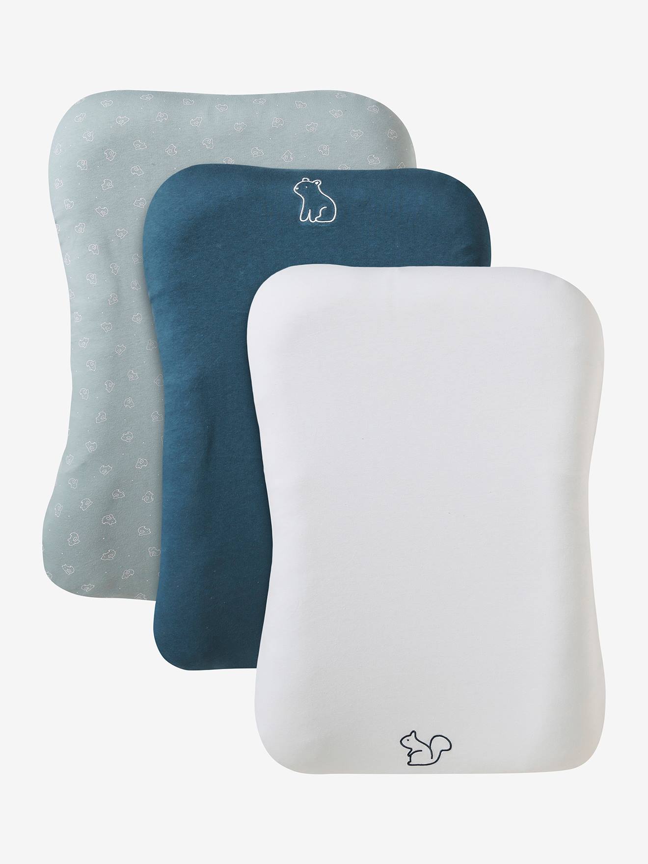 Lot de 3 housses matelas à langer bleu grisé