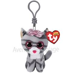 -Porte clé Ty Beanie Boo's Kiki le chat gris - Peluche avec mousqueton - 9 cm de hauteur