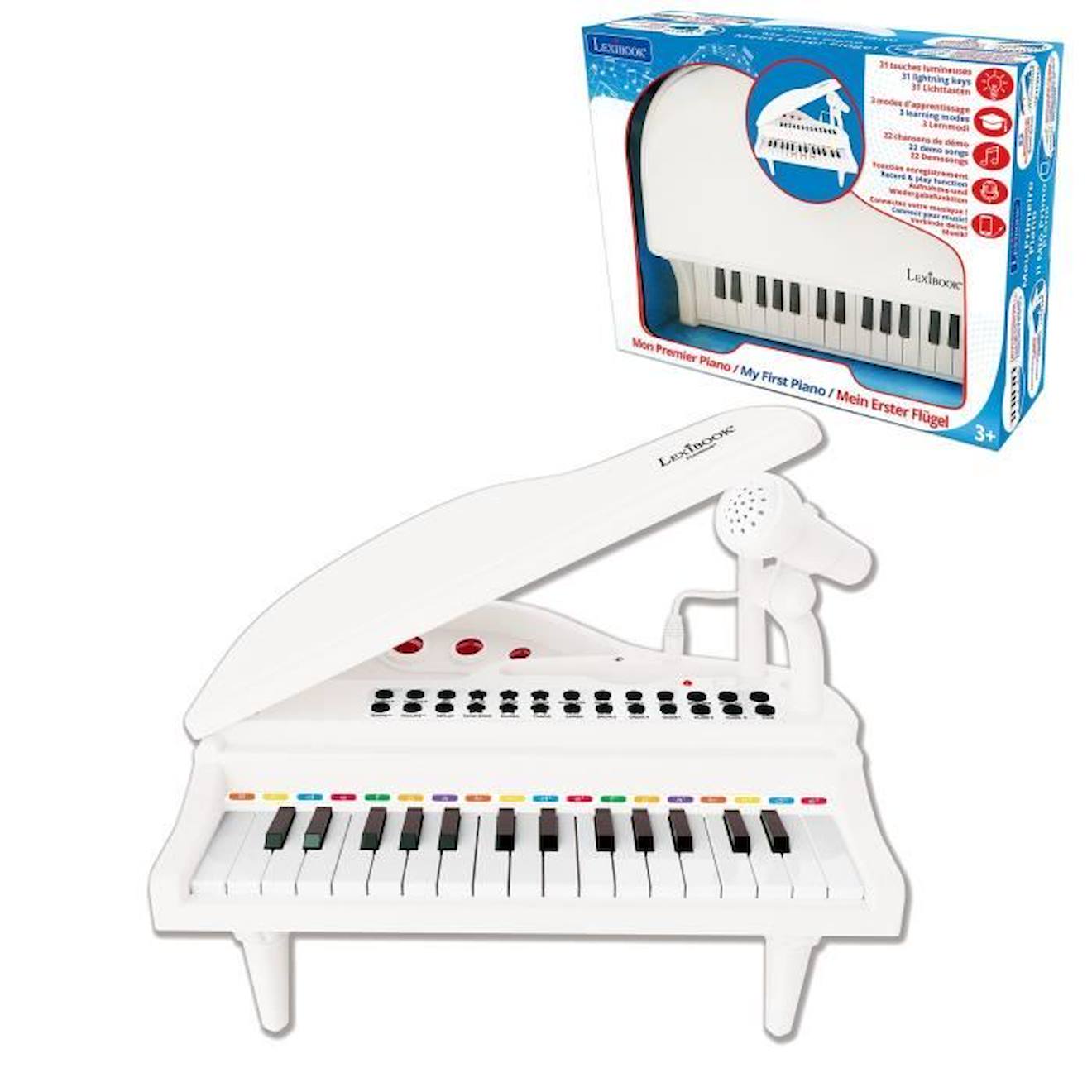 Mini Piano À Queue Électronique Avec Micro, 31 Touches Lumineuses Pour Apprendre La Musique Et Câble